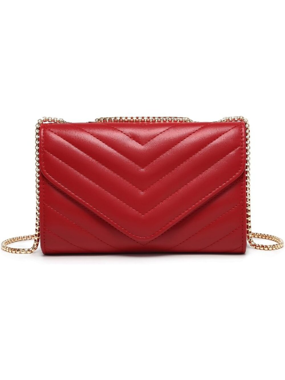 Women's Red Small Quilted Stylish Clutch Purses Evening Crossbody Bags
